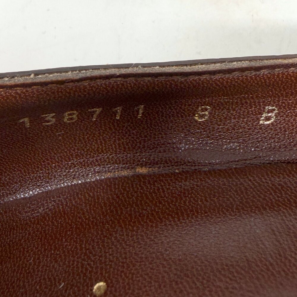 Gucci Monogram Brown Canvas Pumps Bamboo Bit Heels Size 8 Classic Designer - Picture 7 of 10